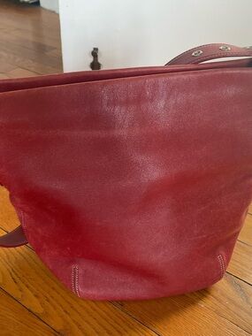 Coach Red Signature Leather Bucket Bag